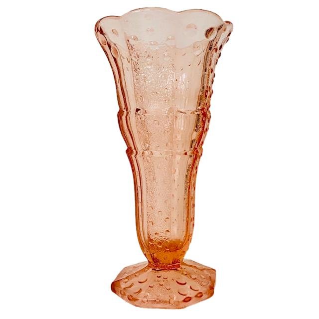 Art Deco Rosaline Pine Glass Vase from Scailmont, 1930s