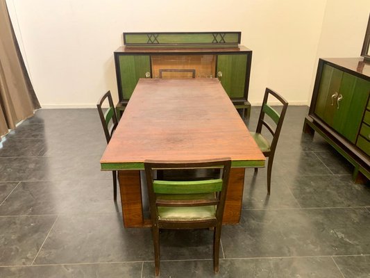 Art Deco Rosewood & Green Maple Dining Set, Set of 9-IJR-1140662