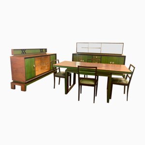 Art Deco Rosewood & Green Maple Dining Set, Set of 9-IJR-1140662