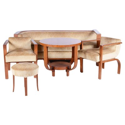 Art Deco Rosewood Seating Set with Coffee Table, France, 1920s, Set of 5-WHY-1733710