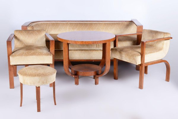 Art Deco Rosewood Seating Set with Coffee Table, France, 1920s, Set of 5-WHY-1733710