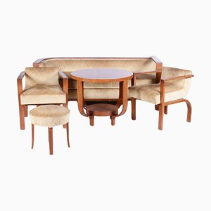 Art Deco Rosewood Seating Set with Coffee Table, France, 1920s, Set of 5-WHY-1733710