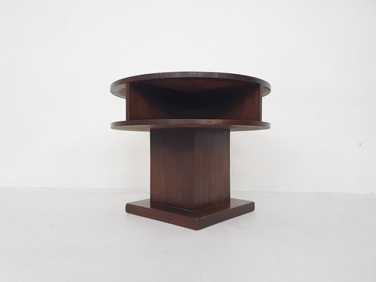 Art Deco Round Mahogany Side Table, the Netherlands, 1930s-ZO-1671637