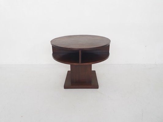 Art Deco Round Mahogany Side Table, the Netherlands, 1930s-ZO-1671637