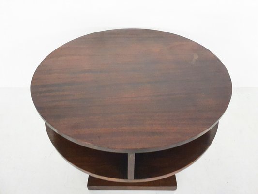 Art Deco Round Mahogany Side Table, the Netherlands, 1930s-ZO-1671637