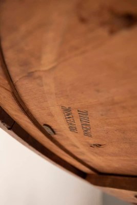 Art Deco Round Oak Dining Table with Black Wood Details, 1940s-XDW-1803356