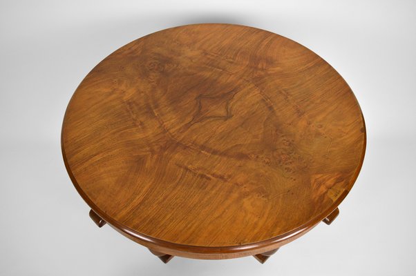 Art Deco Round Pedestal Table in Walnut Veneer, 1930s-XNH-1156338