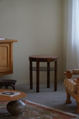 Art Deco Round Side Table in Beech & Marble Top, 1940s-MXF-1717837