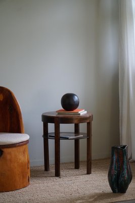 Art Deco Round Side Table in Beech & Marble Top, 1940s-MXF-1717837