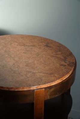 Art Deco Round Side Table in Beech & Marble Top, 1940s-MXF-1717837