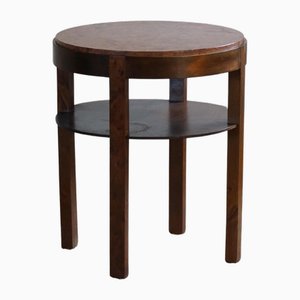 Art Deco Round Side Table in Beech & Marble Top, 1940s-MXF-1717837