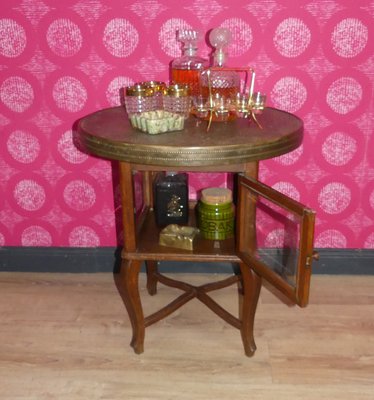 Art Deco Round Side Table in Brass, 1920s-AFE-2028373