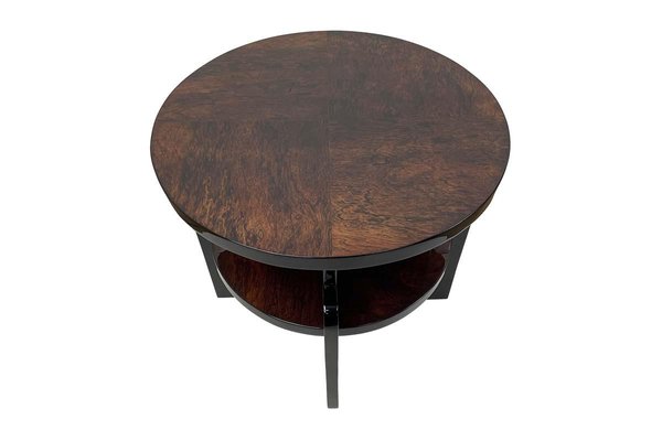 Art Deco Round Side Table in Veneer & Black High-Gloss Lacquer, Paris, 1930s-VMP-1257941