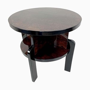 Art Deco Round Side Table in Veneer & Black High-Gloss Lacquer, Paris, 1930s-VMP-1257941