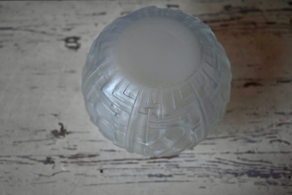 Art Deco Sandblasted Glass Vase from Vianne, 1930s