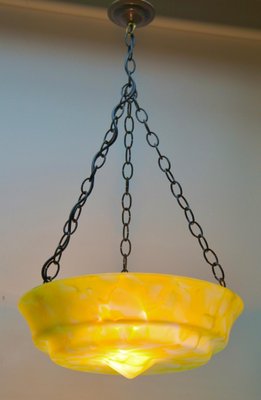 Art Deco Scailmont Belgium Glass Shade Ceiling Lamp, 1930s-MJY-1308856