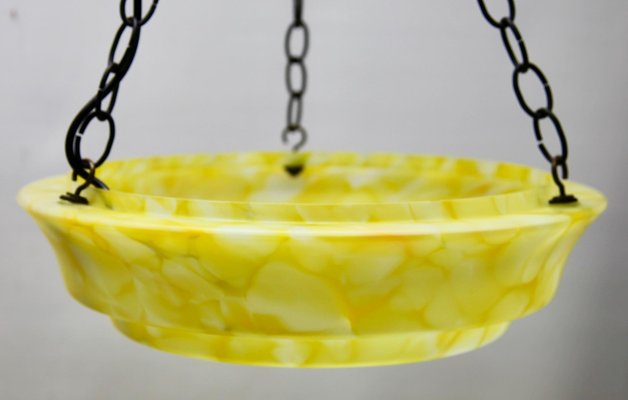 Art Deco Scailmont Belgium Glass Shade Ceiling Lamp, 1930s-MJY-1308856