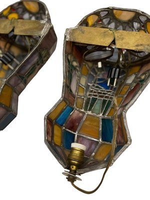 Art Deco Sconces in Leaded Glass, 20th Century, Set of 2-PKM-1717585