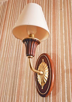 Art Deco Sconces in Mahogany & Gilt Bronze by Paul Follot, 1920s, Set of 2-AWH-1746973