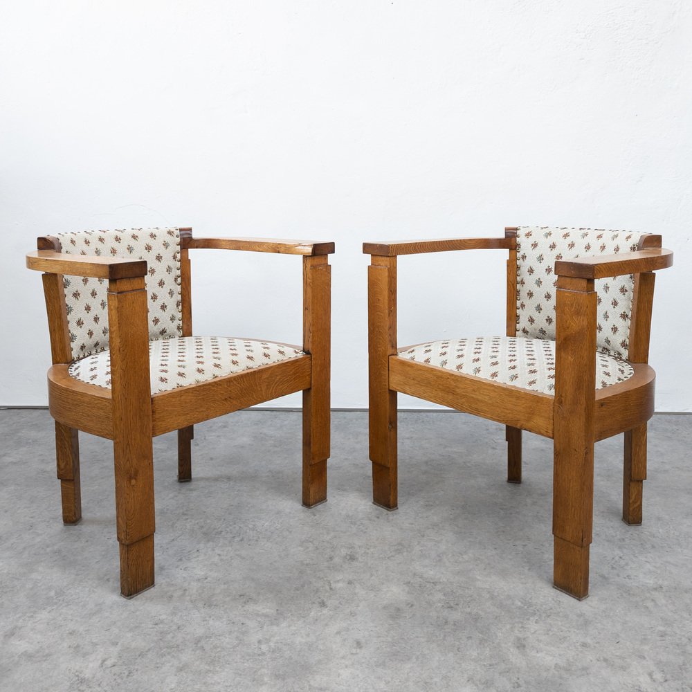 Art Deco Sculptural Armchairs, 1930s, Set of 2