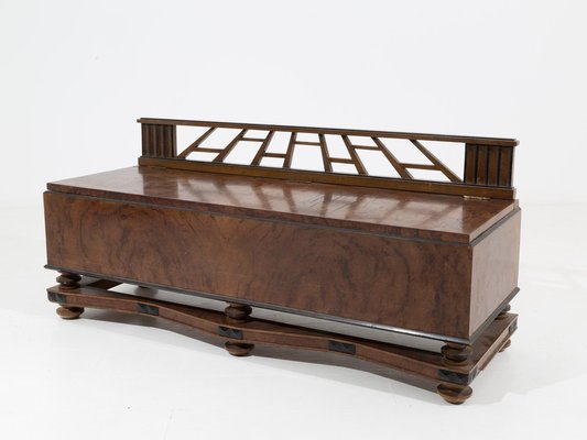 Art Deco Sculptural Bench by Gio Ponti in Walnut Burl, 1930s-RCE-1099878