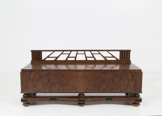 Art Deco Sculptural Bench by Gio Ponti in Walnut Burl, 1930s-RCE-1099878