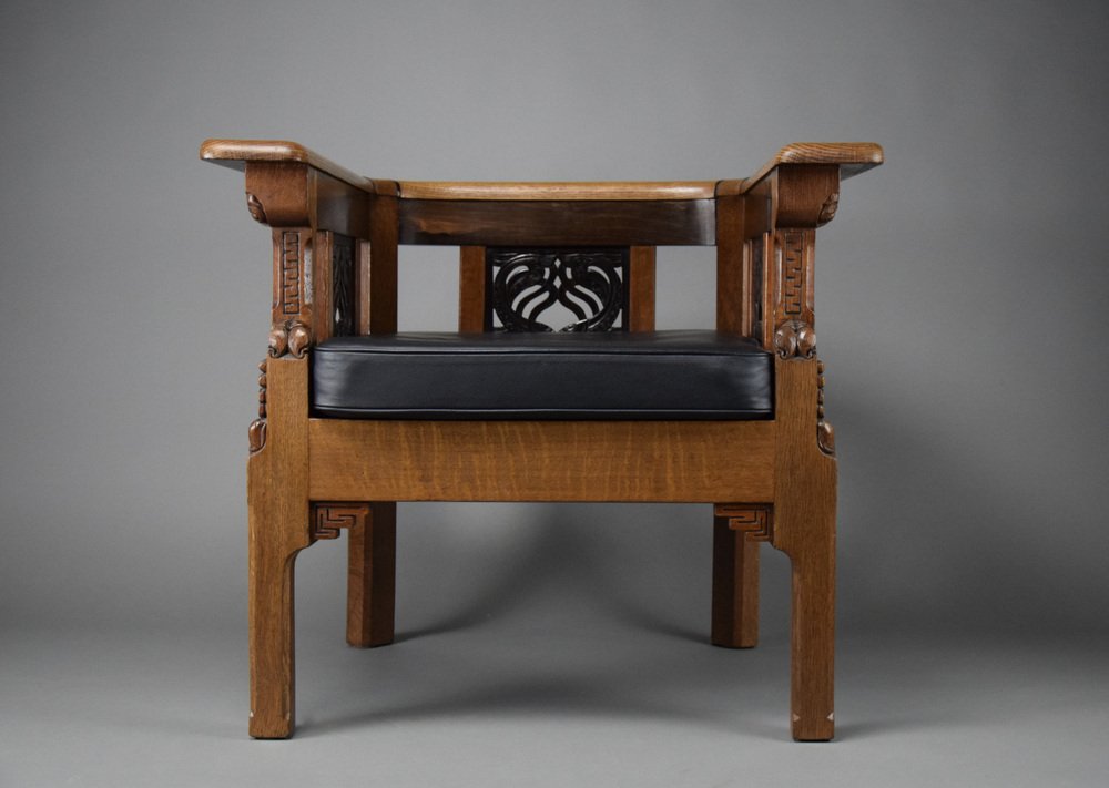 Art Deco Sculptural Wooden Armchair, 1928