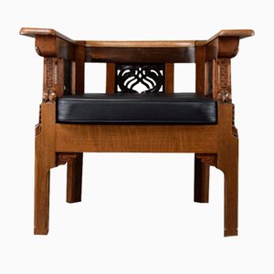 Art Deco Sculptural Wooden Armchair, 1928-IEI-1729573