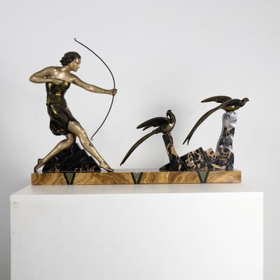 Art Deco Sculpture in Marble and Bronze from Uriano, France-SXX-1355113