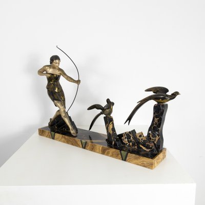 Art Deco Sculpture in Marble and Bronze from Uriano, France-SXX-1355113