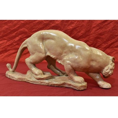 Art Déco Sculpture, Little Panther, 20th-Century, Terracotta-YVI-845573