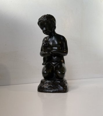 Art Deco Sculpture of Boy with Teddy Bear by Just Andersen & E. Borch, 1940s-LCR-1806426