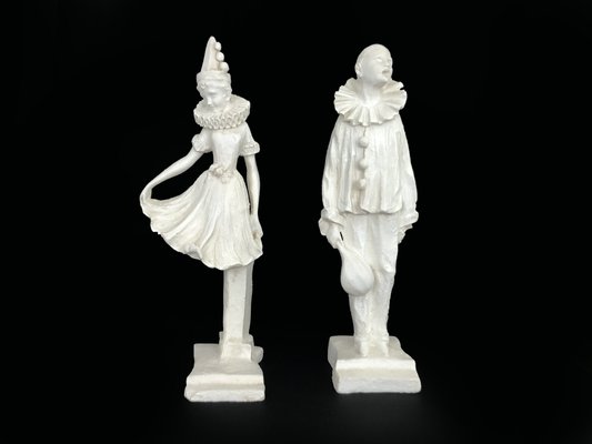 Art Deco Sculptures of Pierrot and Columbine in Salt Stone, 1960s-MZP-2019692