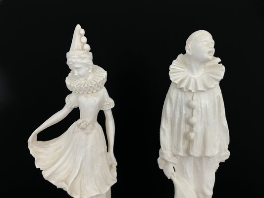 Art Deco Sculptures of Pierrot and Columbine in Salt Stone, 1960s-MZP-2019692