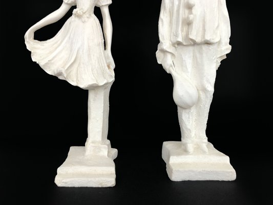 Art Deco Sculptures of Pierrot and Columbine in Salt Stone, 1960s-MZP-2019692