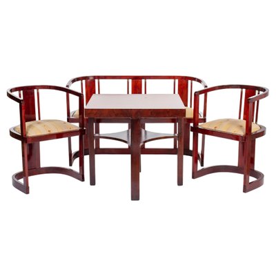 Art Deco Seating Ensemble, Canape, Armchairs and Center Table, Ca. 1920, Set of 4-ABO-1440476