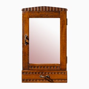 Art Deco Shaving Cabinet in Oak with Mirror, France, 1940s-YSY-2032324