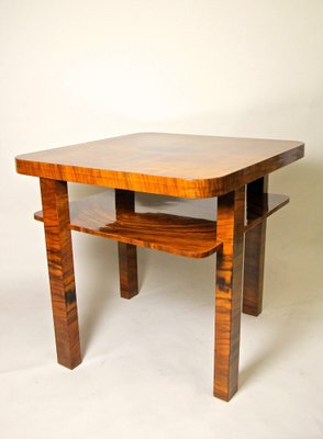 Art Deco Shellac Polished Nutwood Coffee Table, Austria, 1920s-TQA-1322264