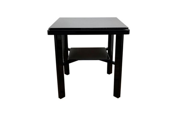 Art Deco Side Table in High Gloss Black Lacquer, 1940s, Germany-VMP-1087824