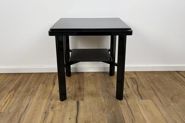 Art Deco Side Table in High Gloss Black Lacquer, 1940s, Germany-VMP-1087824