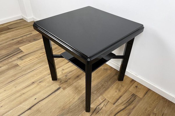 Art Deco Side Table in High Gloss Black Lacquer, 1940s, Germany-VMP-1087824