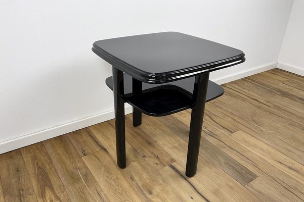 Art Deco Side Table in High Gloss Black Lacquer, 1940s, Germany-VMP-1087825