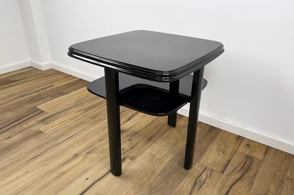 Art Deco Side Table in High Gloss Black Lacquer, 1940s, Germany-VMP-1087825