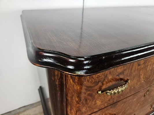 Art Deco Sideboard in Mahogany Root with Drawers and Worked Glass Door, 1950-ZUW-2035912