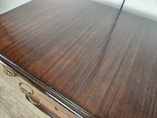 Art Deco Sideboard in Mahogany Root with Drawers and Worked Glass Door, 1950-ZUW-2035912