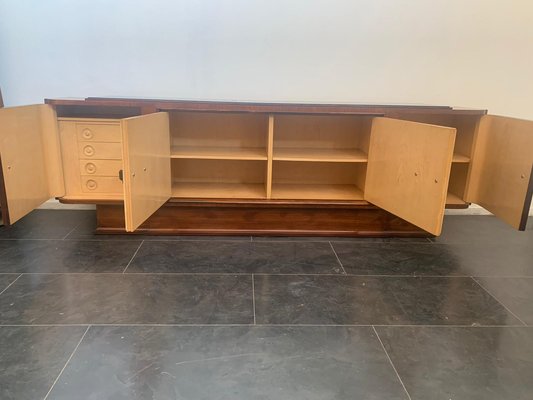 Art Deco Sideboard in Rosewood and Parchment with Top in Black Glass-IJR-998028