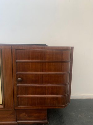 Art Deco Sideboard in Rosewood and Parchment with Top in Black Glass-IJR-998028