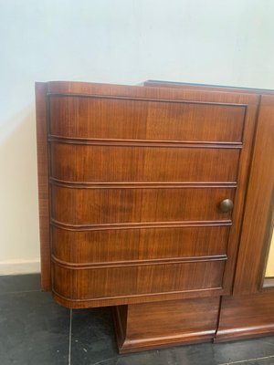 Art Deco Sideboard in Rosewood and Parchment with Top in Black Glass-IJR-998028