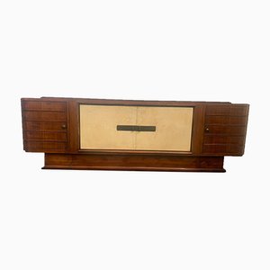 Art Deco Sideboard in Rosewood and Parchment with Top in Black Glass-IJR-998028