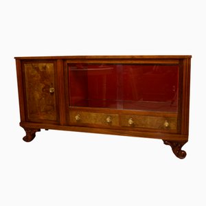 Art Deco Sideboard in Walnut Briar with Sliding Glass, Italy, 1940s-RAQ-1398739